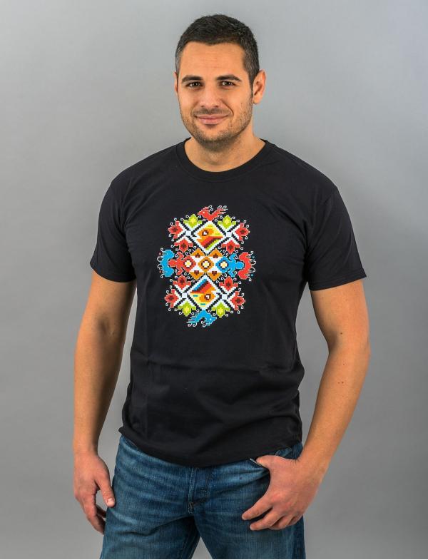 Men’s T-shirt with printed embroidery pattern "Wedding" black