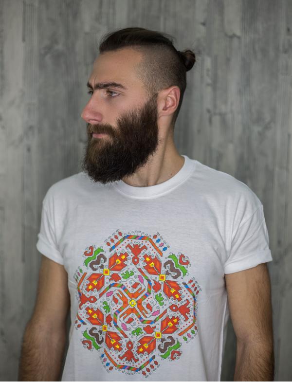 Men’s T-shirt with printed embroidery pattern "Sun"